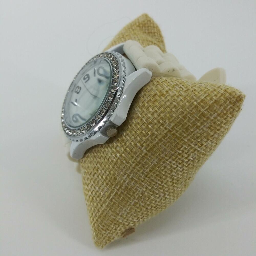 Geneva Rhinestone Wristwatch Women's Silicone Jelly Rubber Watch Circle Round - Picture 6 of 12